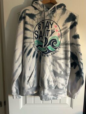 Stay Salty Tie-Dye Hoodie with Wave Graphic